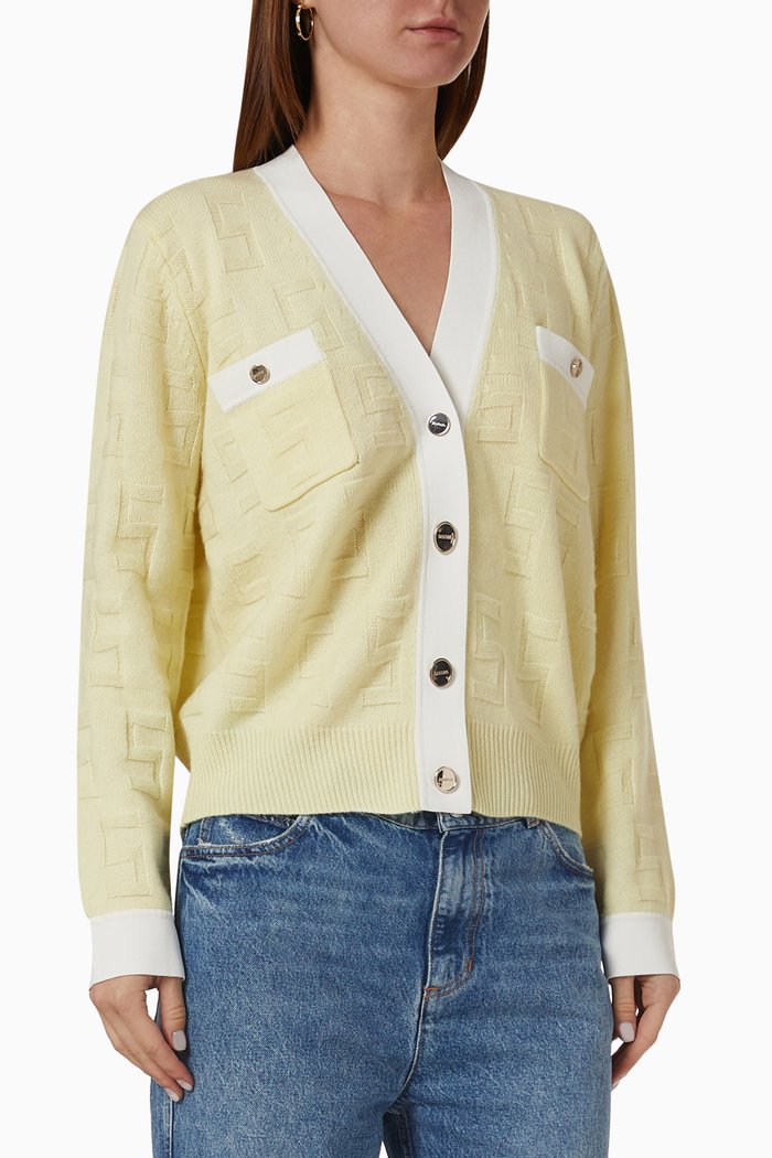 

Two-tone S Cardigan in Knit, Yellow