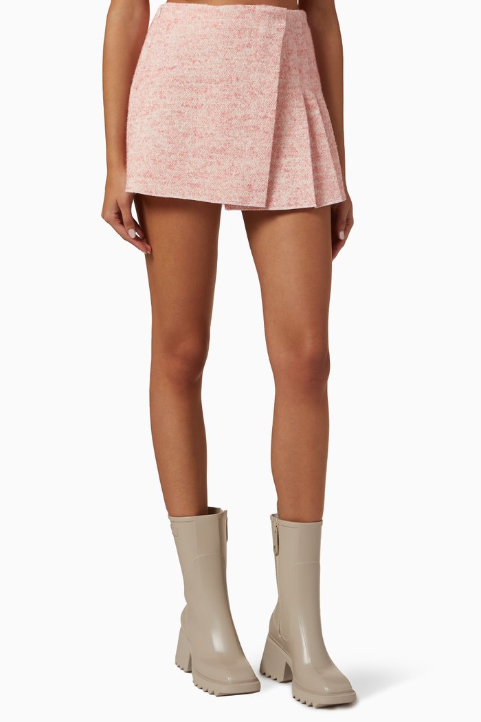 

Janello Pleated Mini Skirt in Wool-blend, Pink