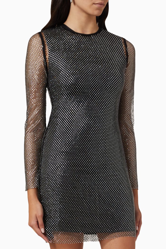 

Renya Mini Dress in Crystal-mesh, Black