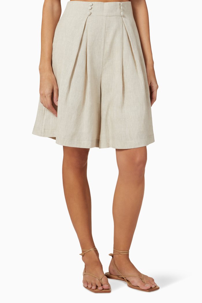 

Peyton Bermuda Shorts in Linen Batiste, White