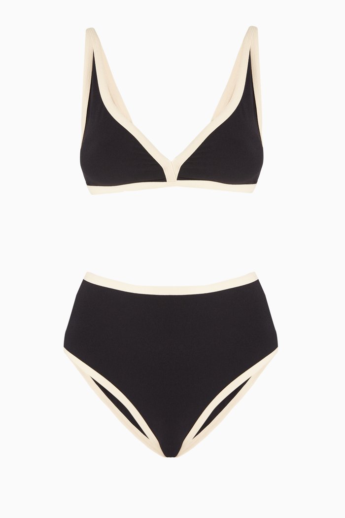 

Maria High-waist Bikini Set in Stretch-crepe, Black