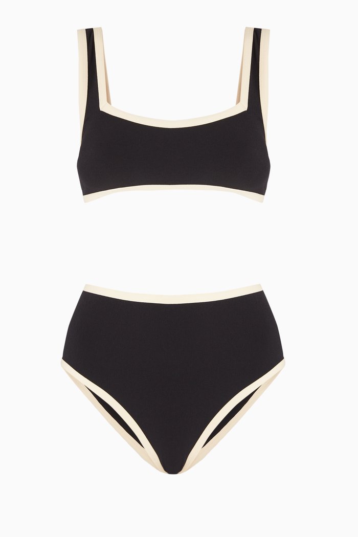 

The Sailor High-waist Bikini Set in Stretch-crepe, Black