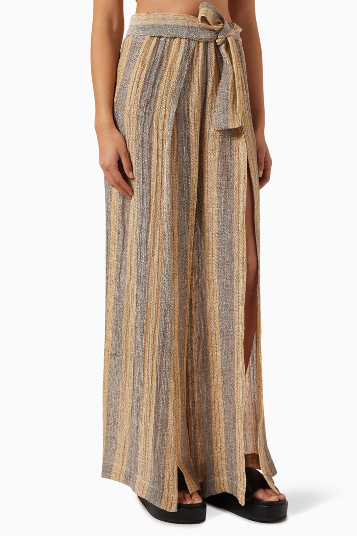Farrah Wide-leg Pants in Organic Gauze, Brown