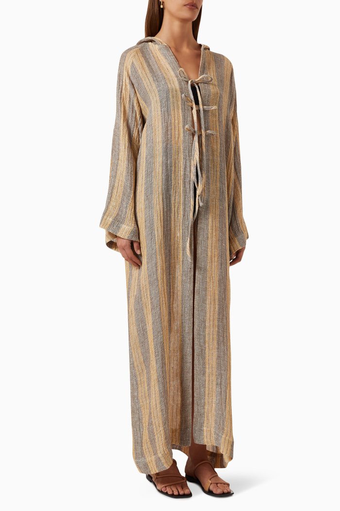 

Beach Cape Maxi Dress in Organic Gauze, Brown