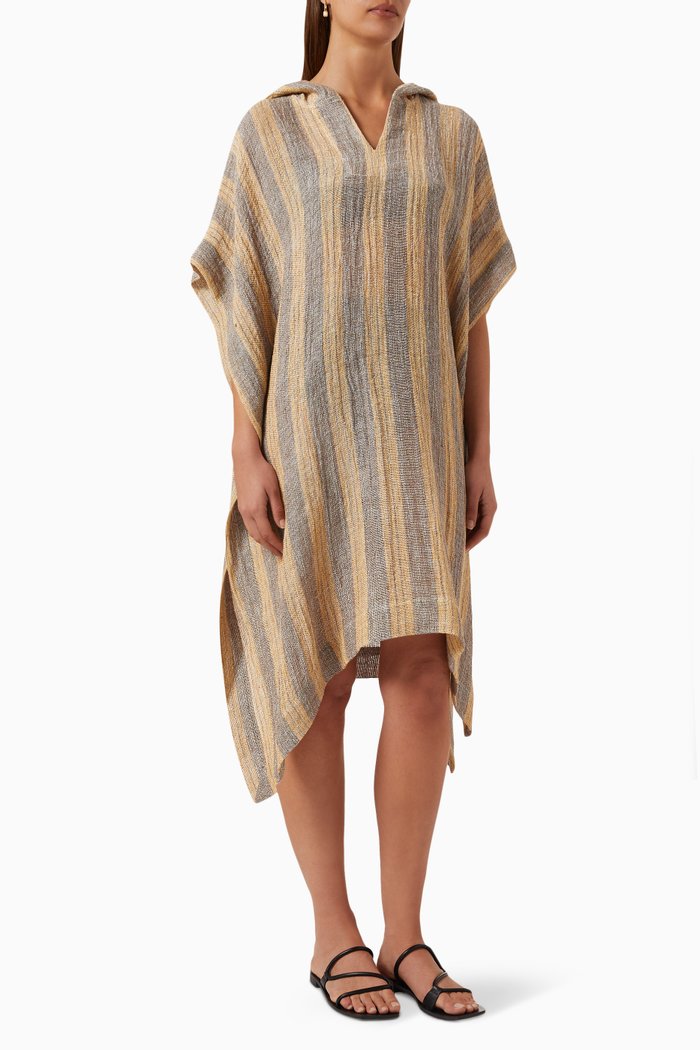 

Beach Long Poncho in Organic Gauze, Multicolour