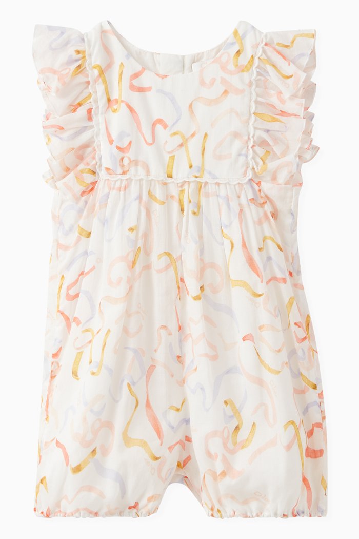 

Ribbon Print Romper in Cotton, Multicolour