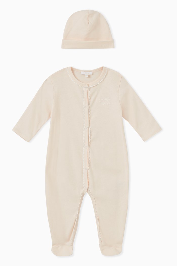 

Logo Sleepsuit Set in Cotton, Pink