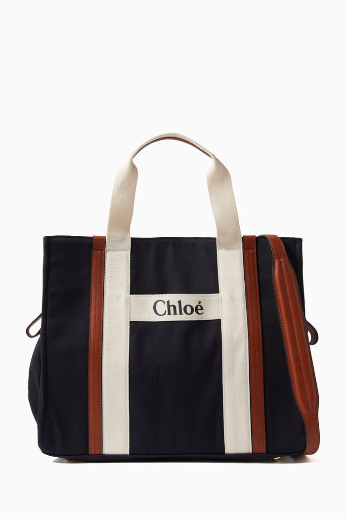 

Changing Bag in Cotton Canvas & Cowhide, Blue