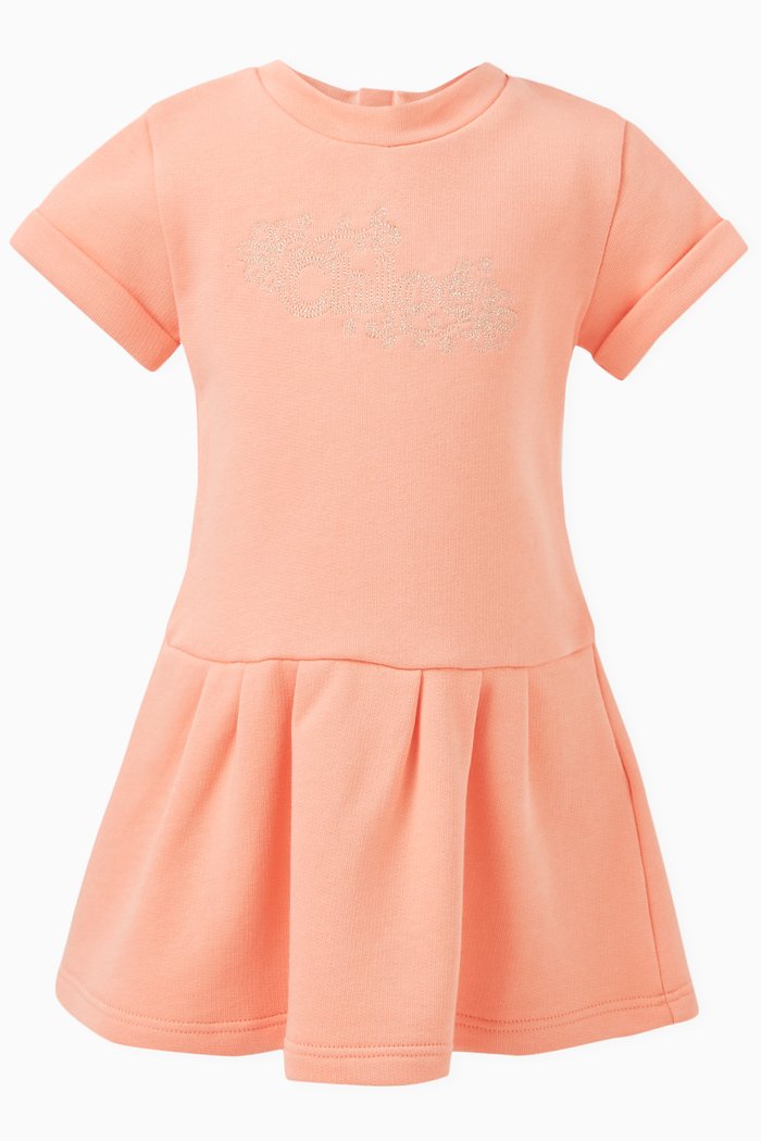 

Logo-embroidered Dress in Cotton, Pink