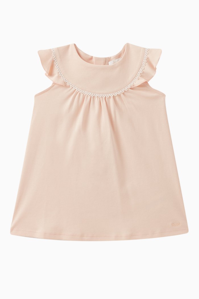 

Guipure Lace-trimmed Dress in Cotton, Pink