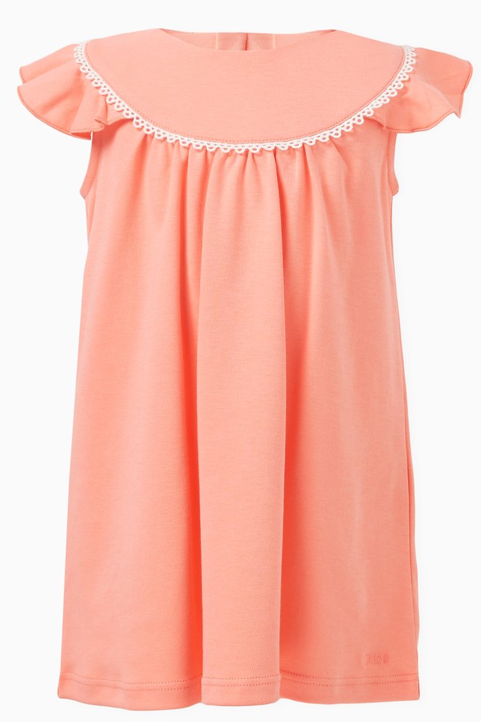 

Guipure Lace-trimmed Dress in Cotton, Pink