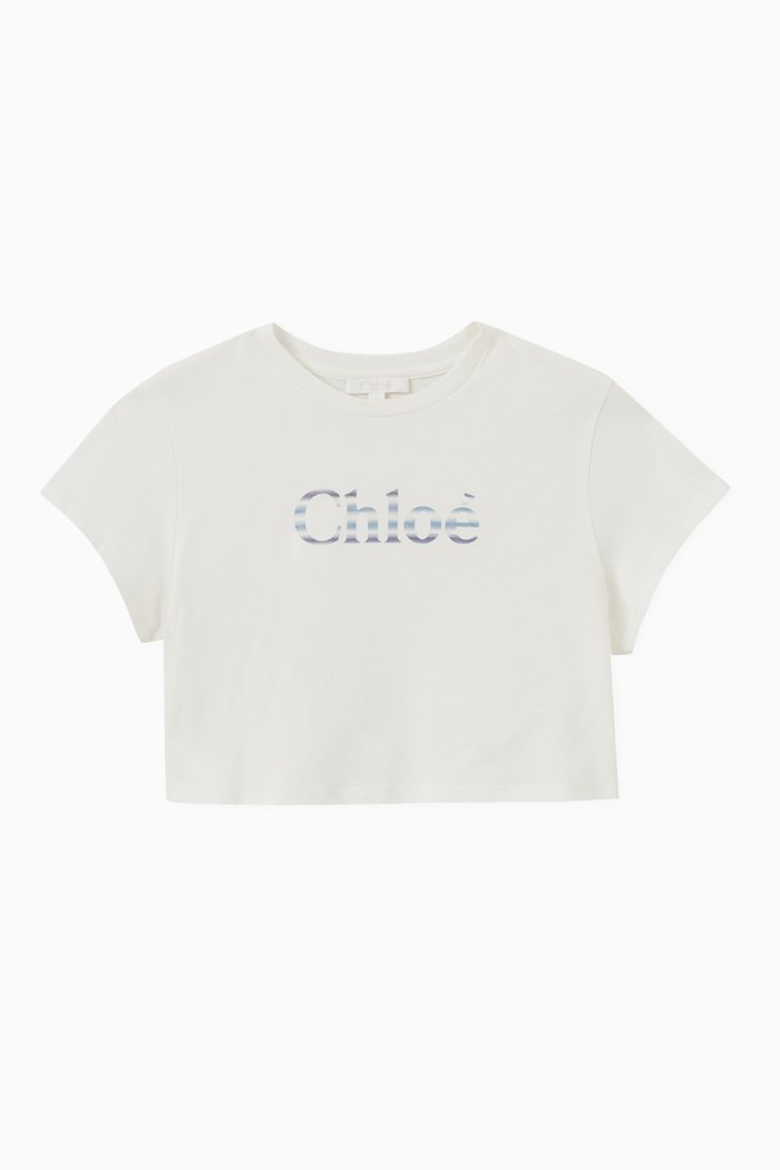 

Cropped Logo T-shirt in Cotton, Neutral