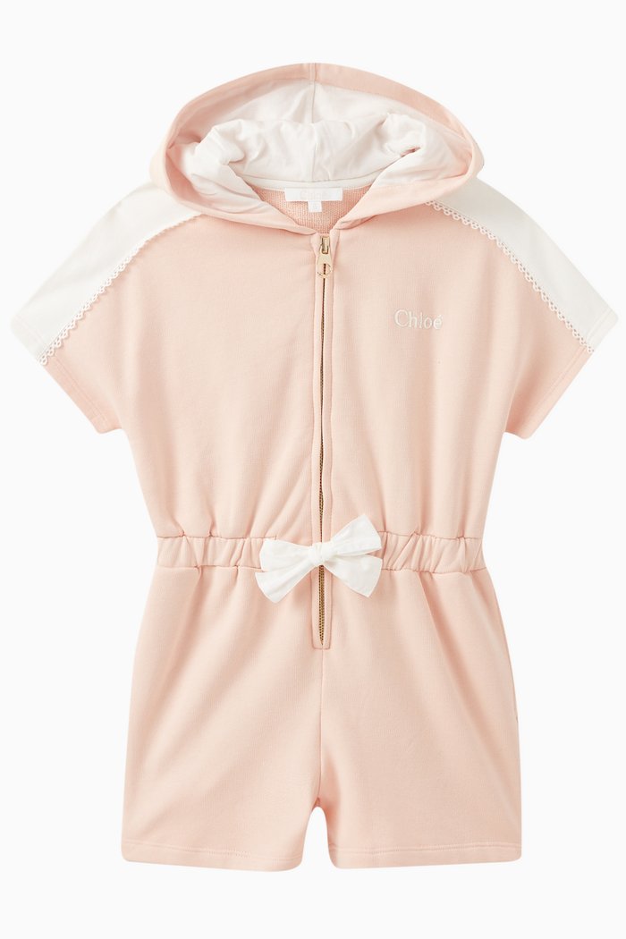 

Hooded Playsuit in Cotton-jersey, Pink