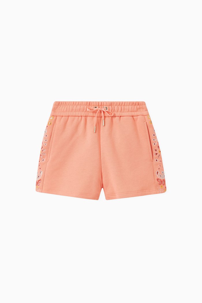 

Floral-trim Shorts in Cotton, Pink