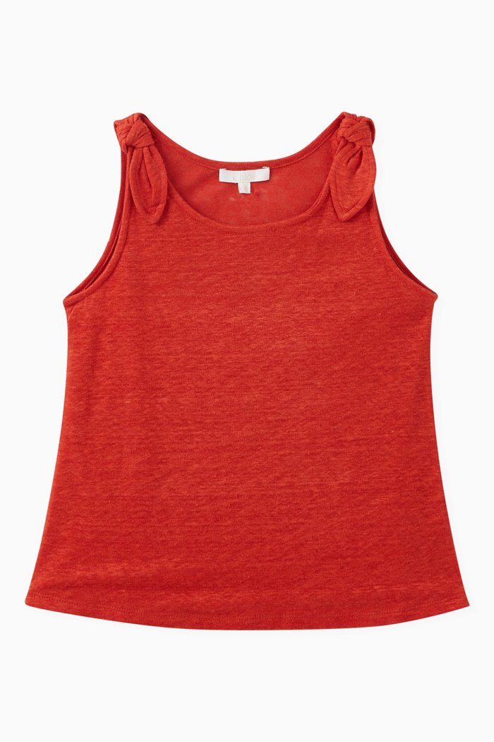 

Bow-tie Tank Top in Linen, Orange