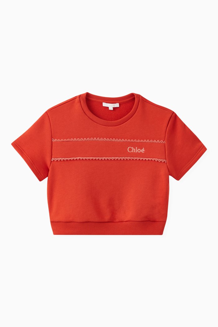 

Short Sleeved Logo Sweatshirt in Organic Cotton, Orange