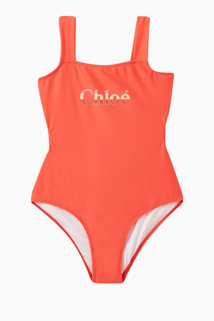 

Cut-out Back Logo-print Swimsuit, Pink