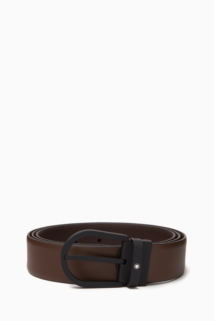 

Horseshoe Buckle Belt in Leather, Brown