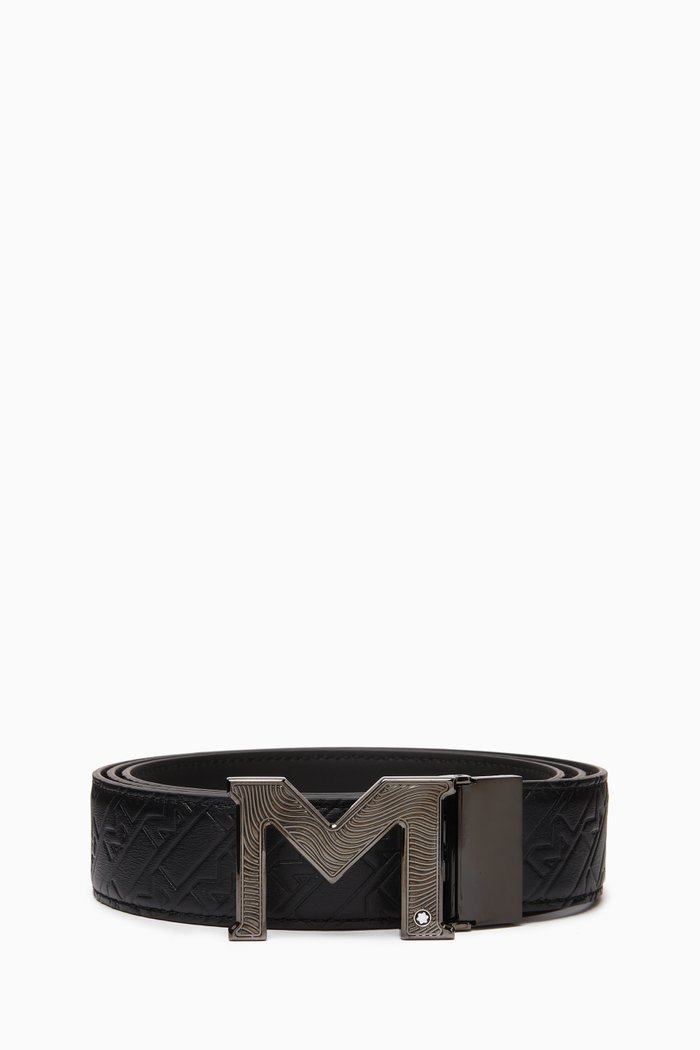 

Reversible M-buckle Belt in Leather, Black