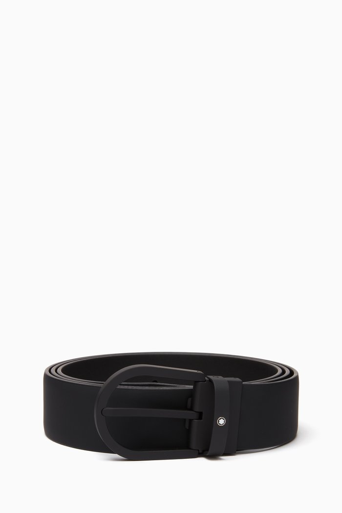

Horseshoe Buckle Belt in Leather, Black