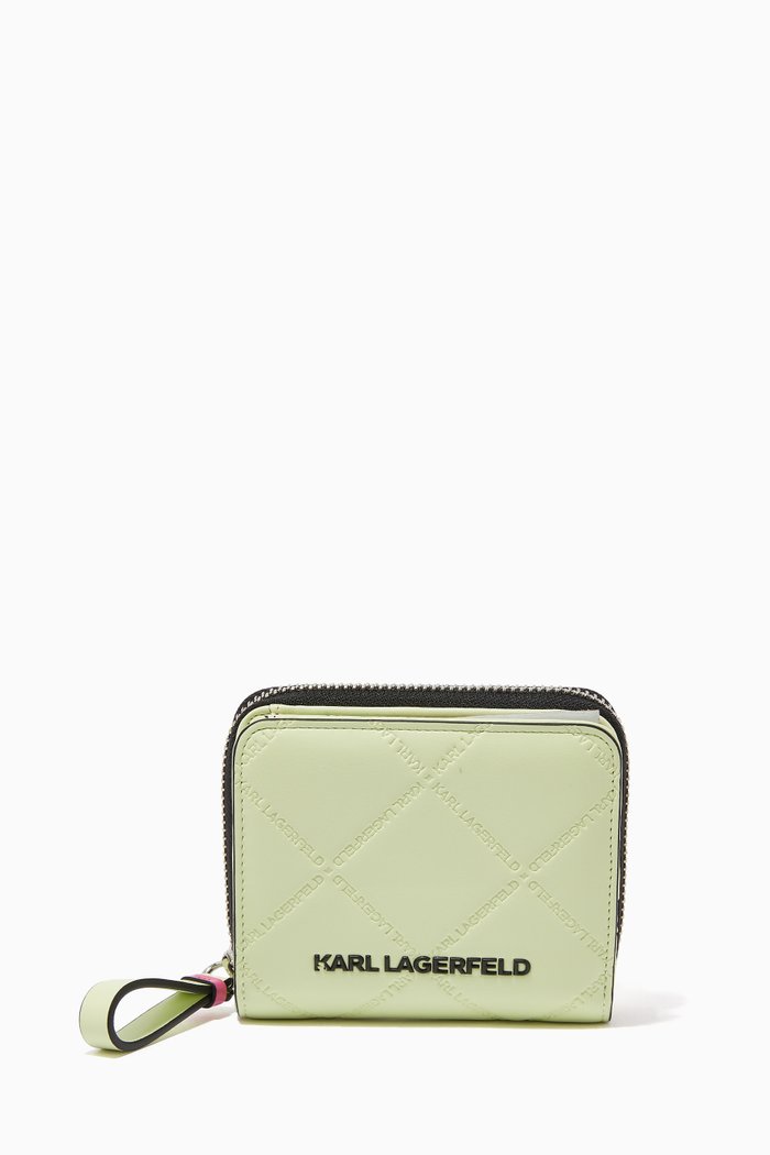 

K/SKUARE Embossed Small Zip Wallet in Faux Leather, Black