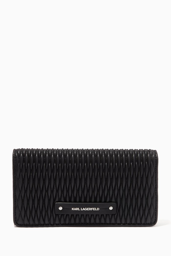 

K/Kushion Continental Wallet in Quilted Faux Leather, Black