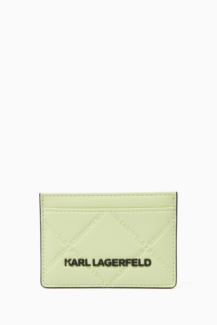 

K/Skuare Embossed Card Holder in Faux Leather, Black
