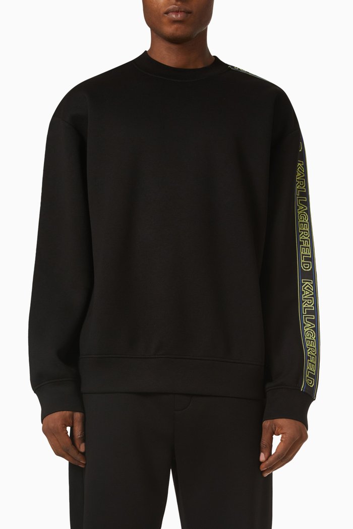 Logo Tape Sweatshirt in Viscose Blend, Black