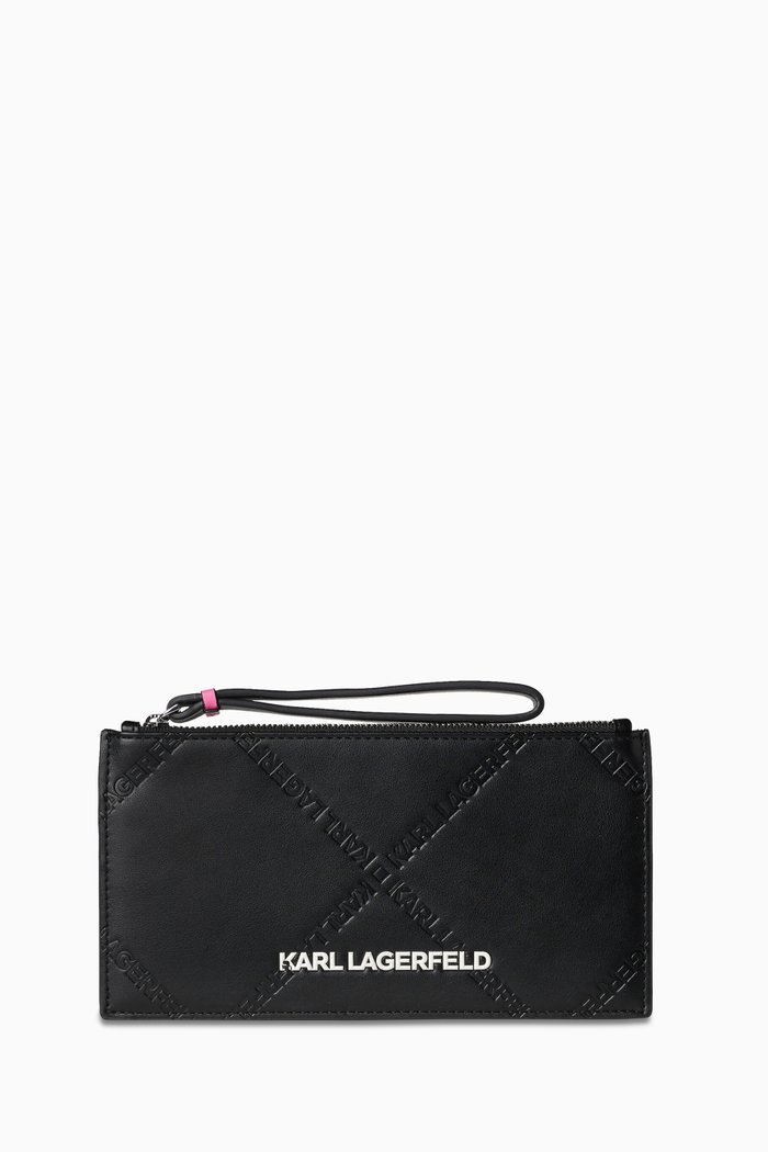 

K/Skuare Embossed Pouch in Faux Leather, Black