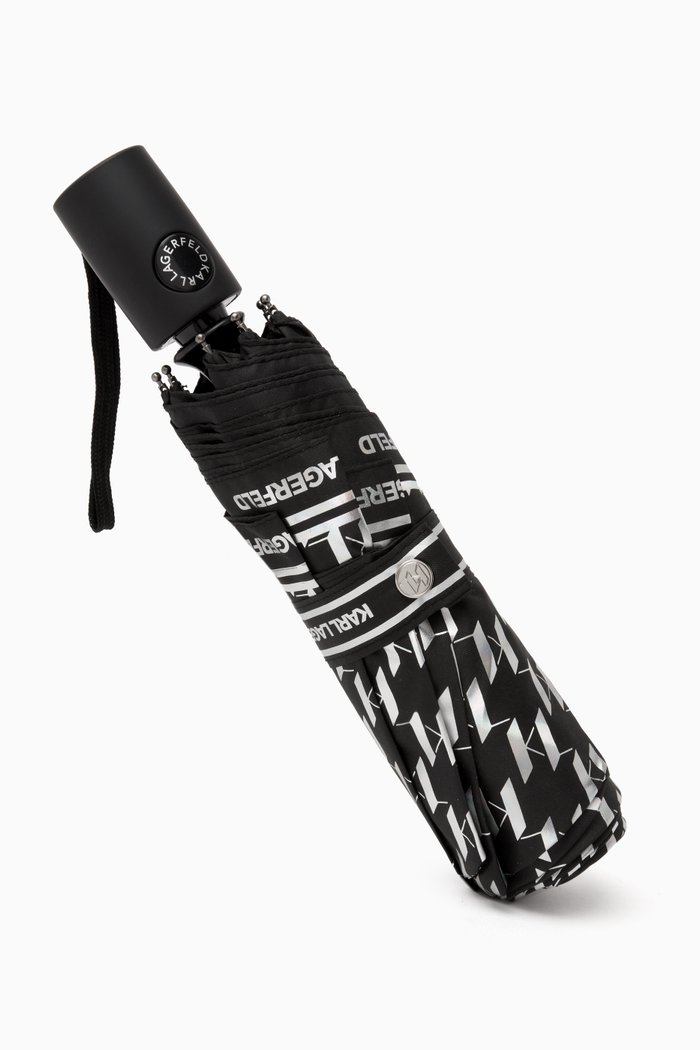 

K/Monogram Iridescent Umbrella in Recycled Fabric, Black