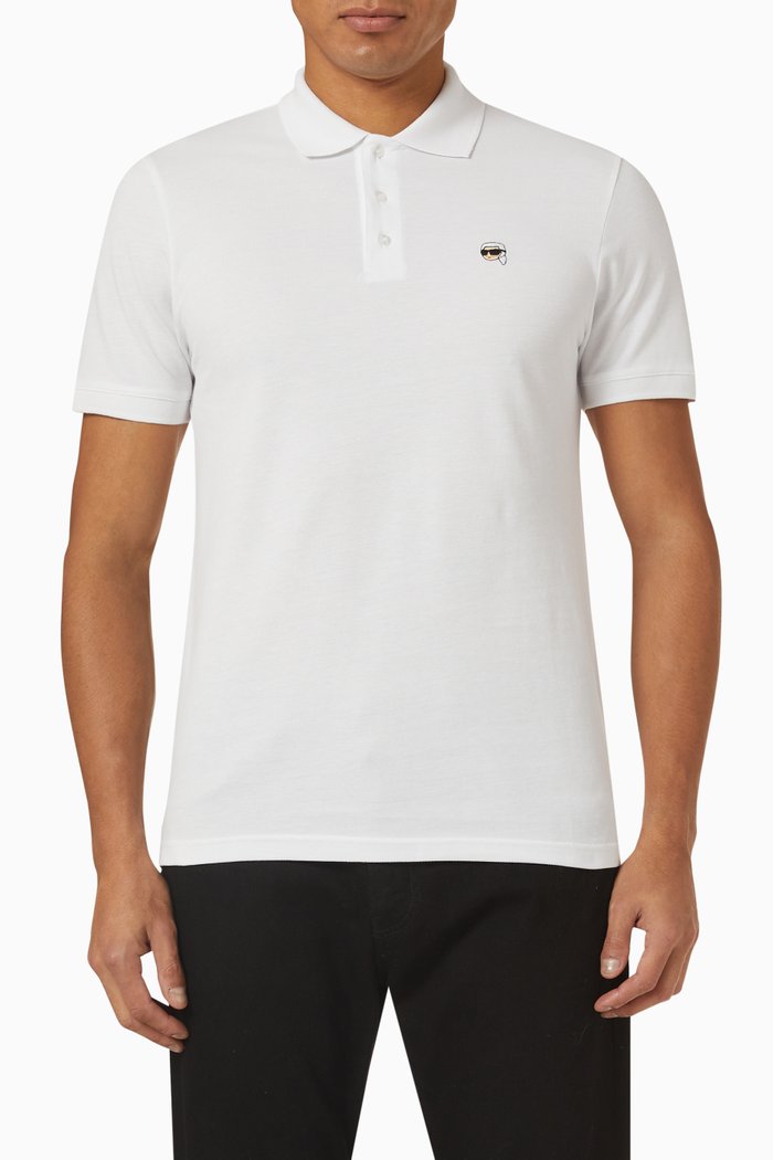 

Ikonik 2.0 Embroidered Polo Shirt in Cotton Piqué, White