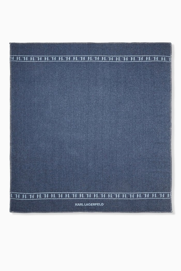 

K/Monogram Lounge Blanket in Wool-cashmere Blend, Blue