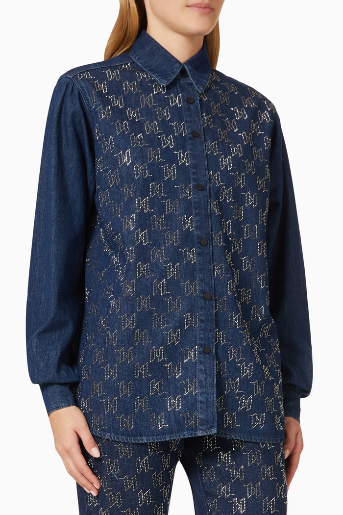 

Rhinestone KL Monogram Shirt in Denim, Blue