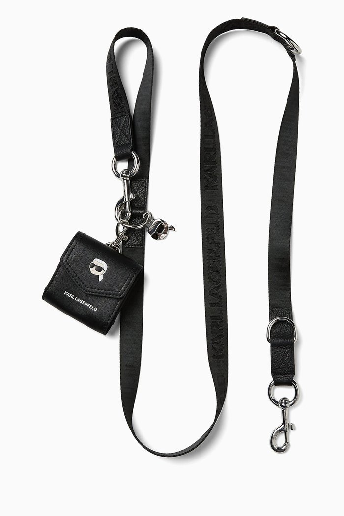 

K/Pet Leash & Pouch in Faux Leather, Black