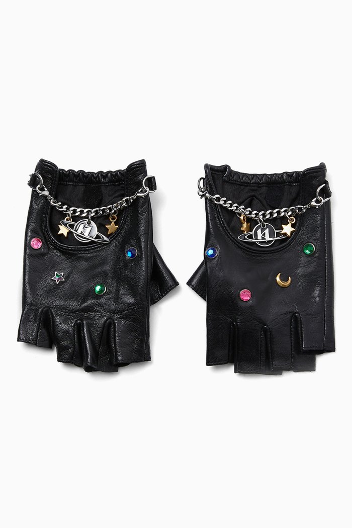 

K/Swing Fingerless Gloves in Leather, Black
