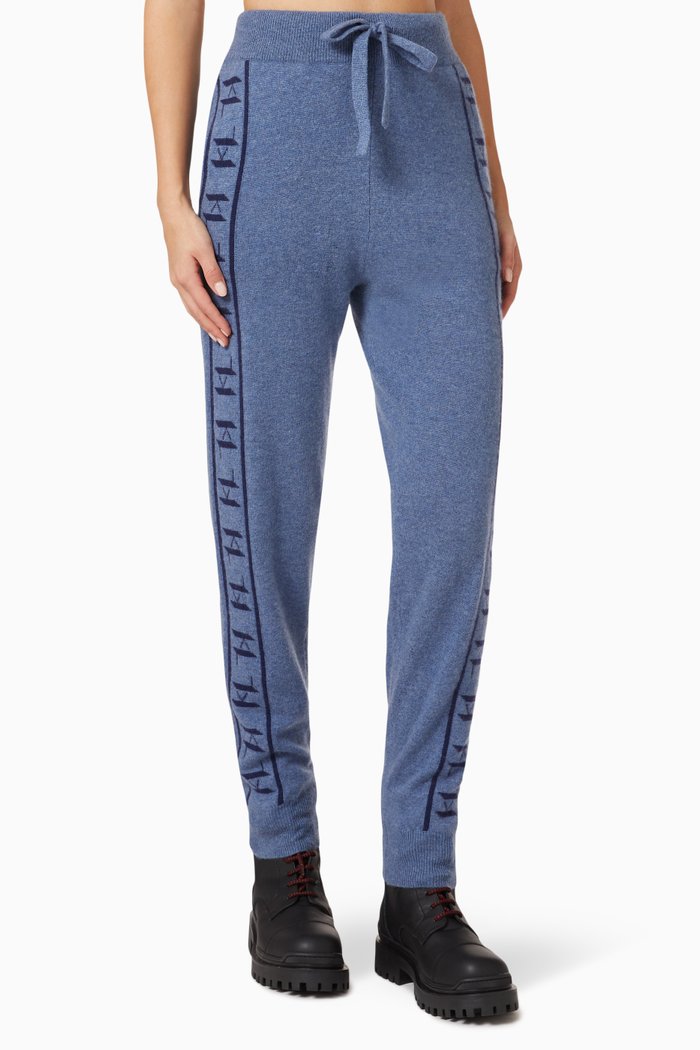 

KL Monogram Jacquard Sweatpants in Cashmere, Blue