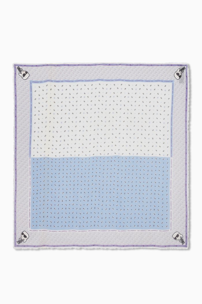 

K/Ikonik 2.0 Logo Print Scarf in Modal & Cashmere, Blue