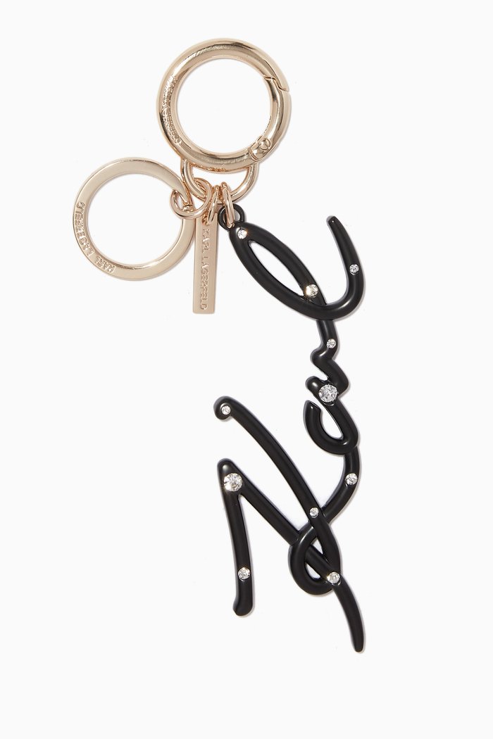 

K/Signature Rhinestone-embellished Keychain, Black
