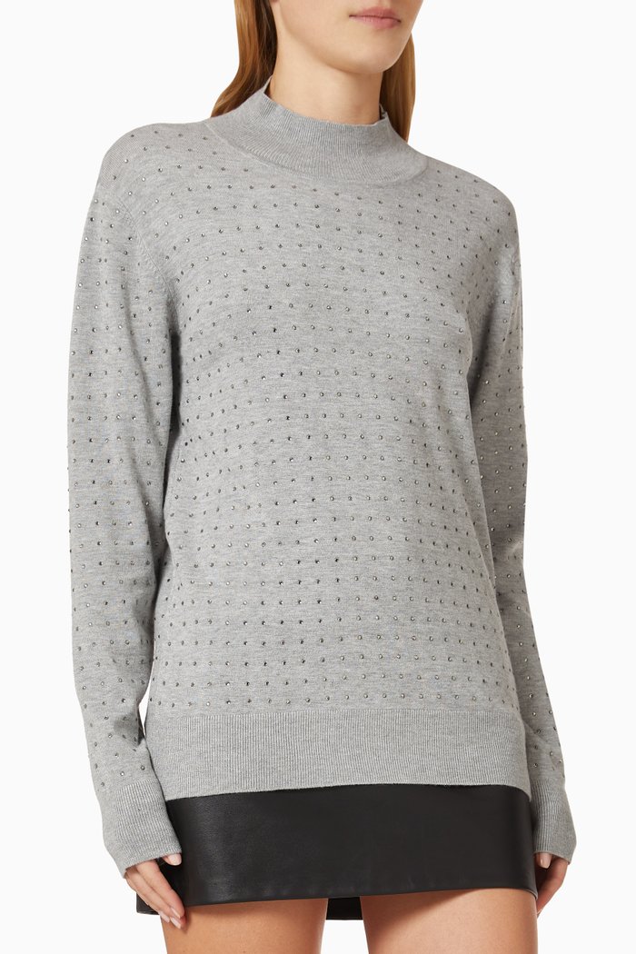 

Open Back Rhinestone Sweater in Viscose, Grey