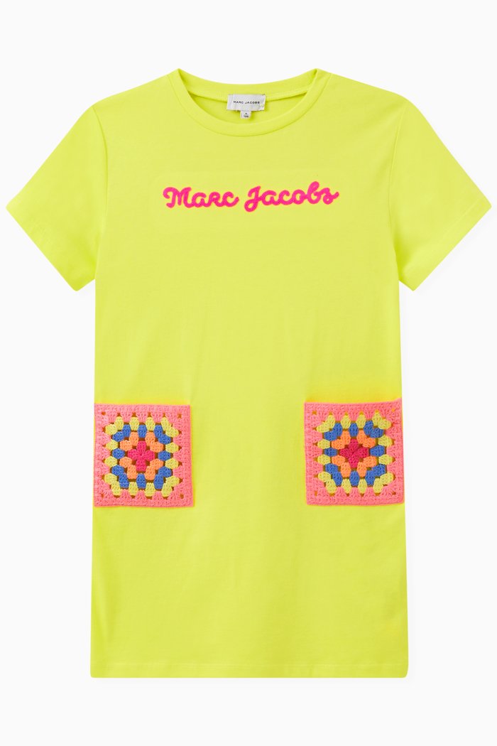 

Crochet Pocket Logo Dress in Cotton Jersey, Yellow