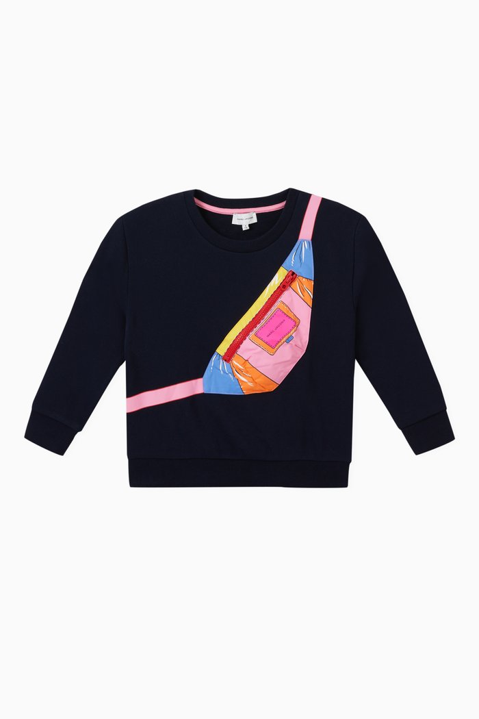 

3D Belt Bag Sweatshirt in Cotton, Blue