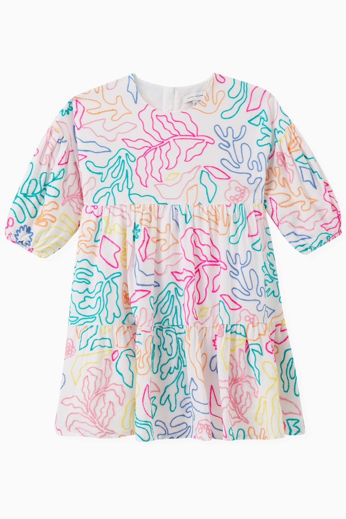 

Leaf-print Dress in Viscose-blend, White