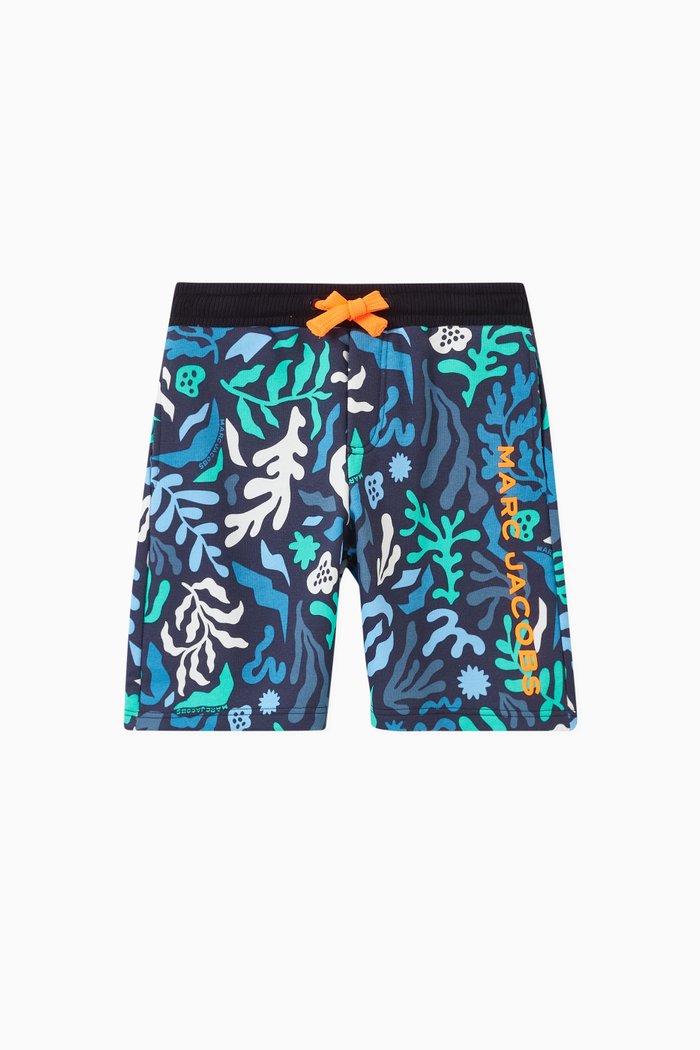 

Algas Print Bermuda Shorts in Cotton Blend, Blue