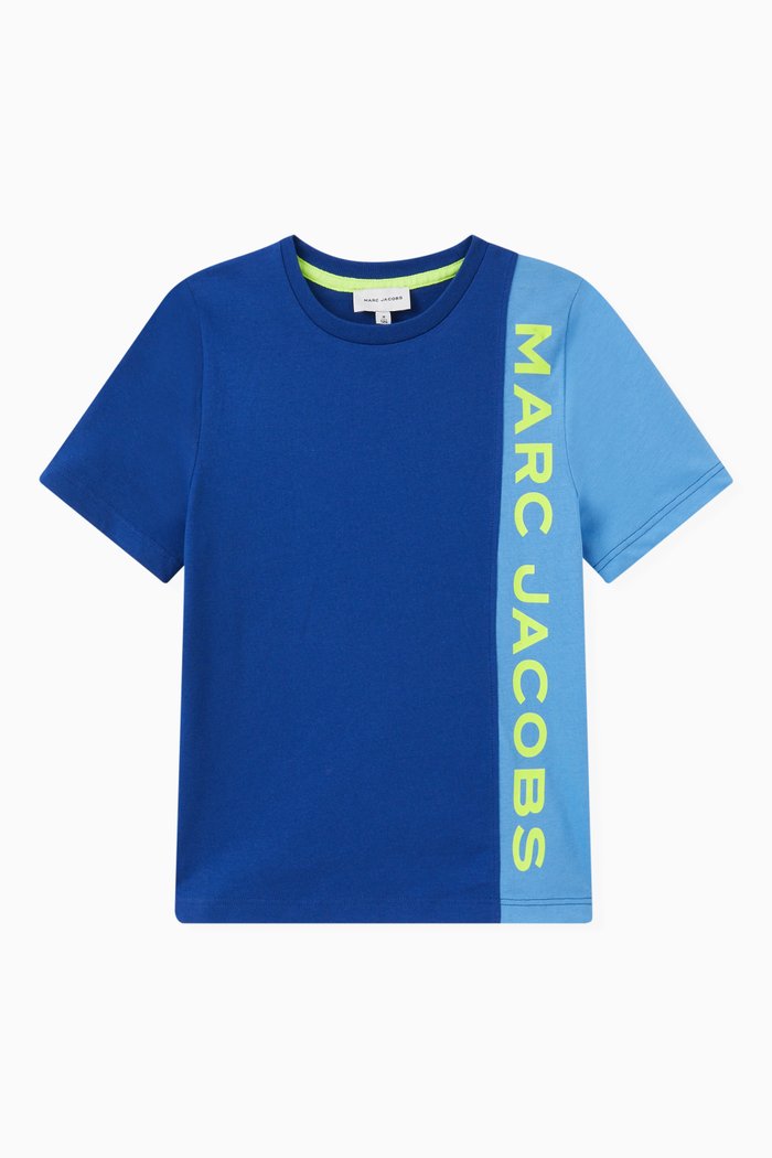 

Colourblocked Logo T-shirt in Cotton Jersey, Blue