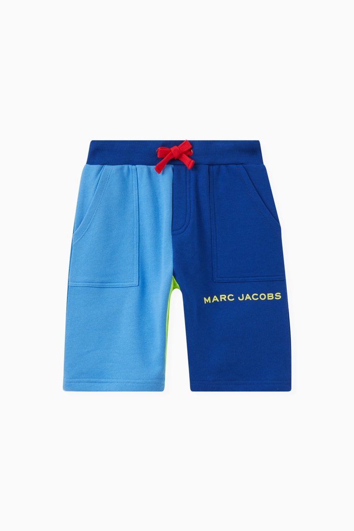 Colourblocked Logo Shorts in Cotton, Blue
