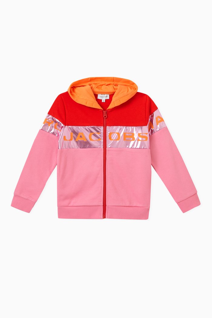 

Logo Colour-block Jacket in Cotton, Pink
