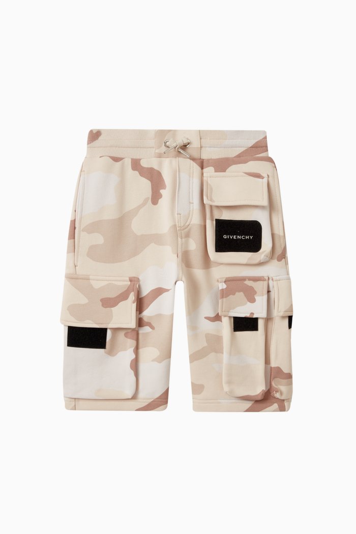 

Camo-print Cargo Shorts in Cotton-jersey, Neutral