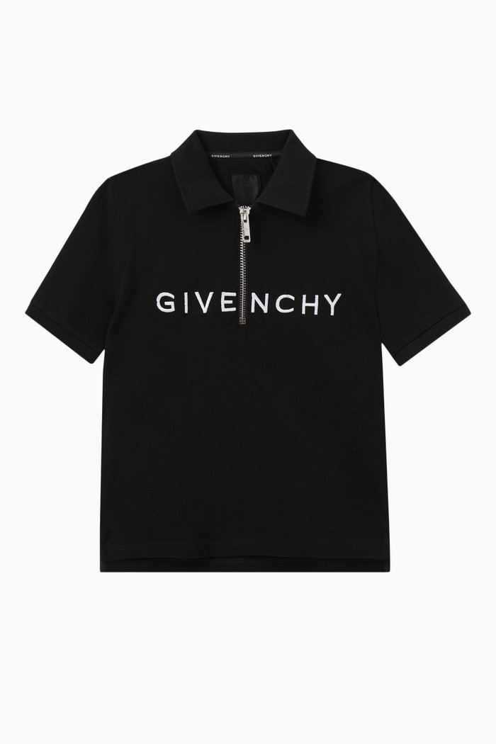 

4G Logo Polo Shirt in Cotton Stretch, Black