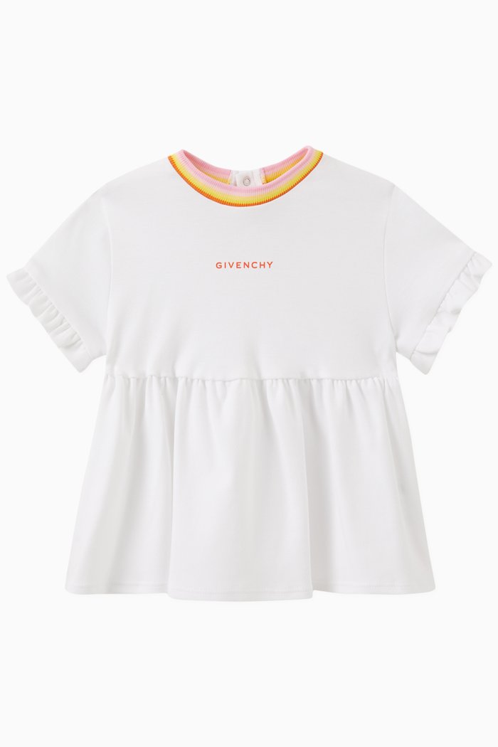 

Pleated Logo Print T-Shirt in Cotton, White
