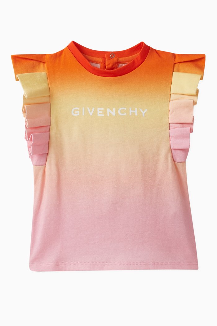 

Ruffled Ombre-print T-shirt in Cotton, Multicolour
